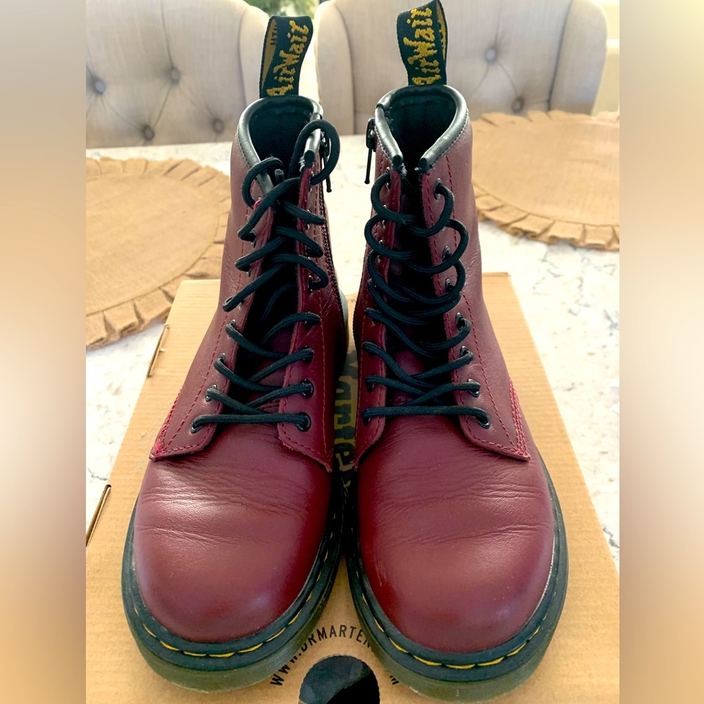 Dr. Martens Burgandy Boots. Kids Size 3.